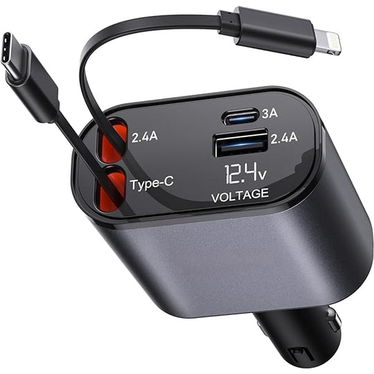 4-In-1 Retractable Car Charger