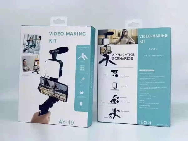 5 in 1 Video Vlogging Kits with Microphone LED Fill Light & Mini Tripod