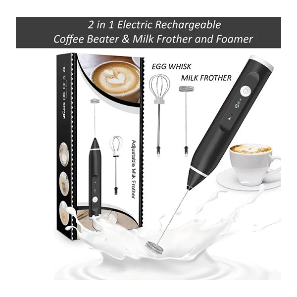 2 in 1 Rechargeable Coffee Beater with Egg Beater