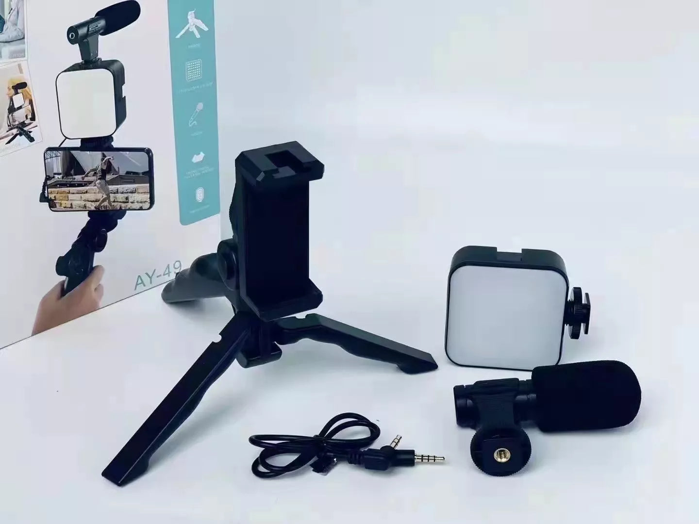 5 in 1 Video Vlogging Kits with Microphone LED Fill Light & Mini Tripod