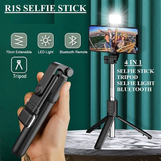 4 IN 1 SELFIE STICK + TRIPOD STAND WITH LIGHT AND WIRELESS REMOTE